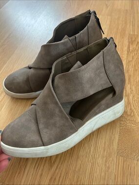 Taupe sneaker wedges